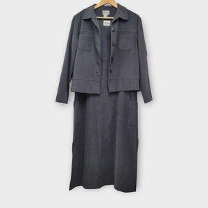 Vintage Jumper Dress with Blazer Jacket Size‎ Medium Gray Minimalist Modest